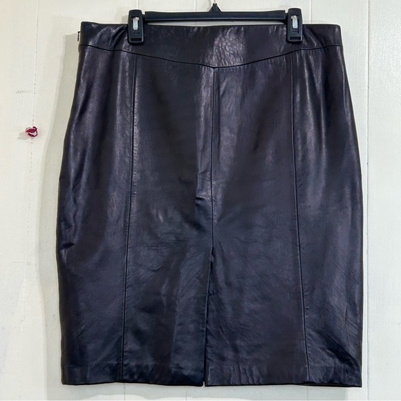 ANTONIO MELANI Soft Black Leather 100% Genuine Leather Pencil Skirt Size Large. - Picture 2 of 13